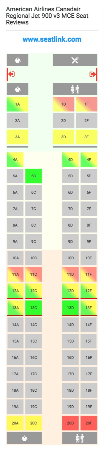 canada regional jet 900 seating chart